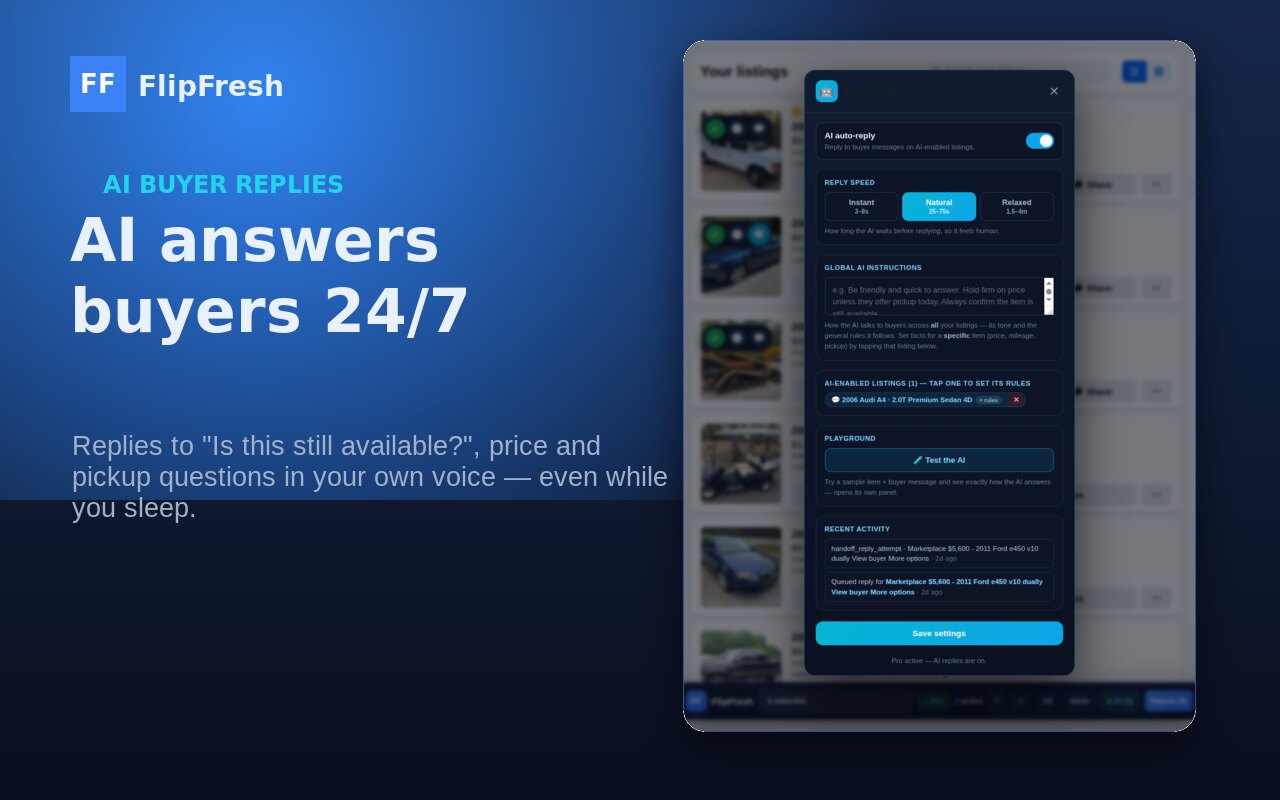 AI assistant replies to Facebook Marketplace buyers around the clock